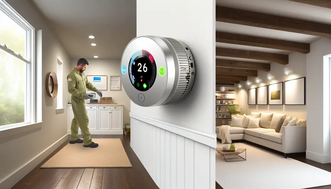 Houston home with AC unit and technician inspecting it, highlighting factors affecting AC costs.