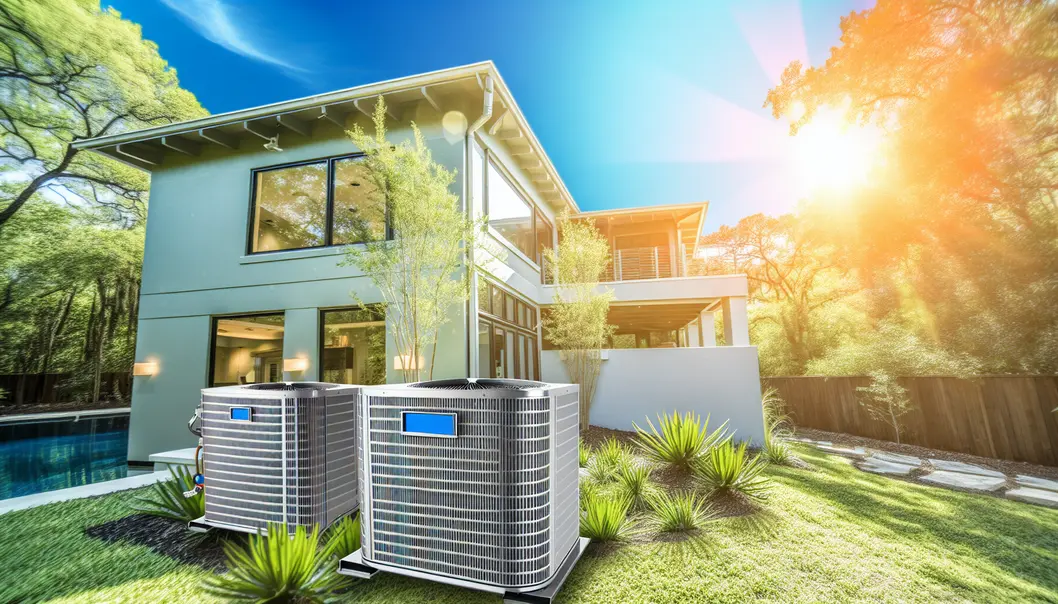 State-of-the-art energy-efficient AC units installed in a modern Houston home highlight innovation and sustainability.